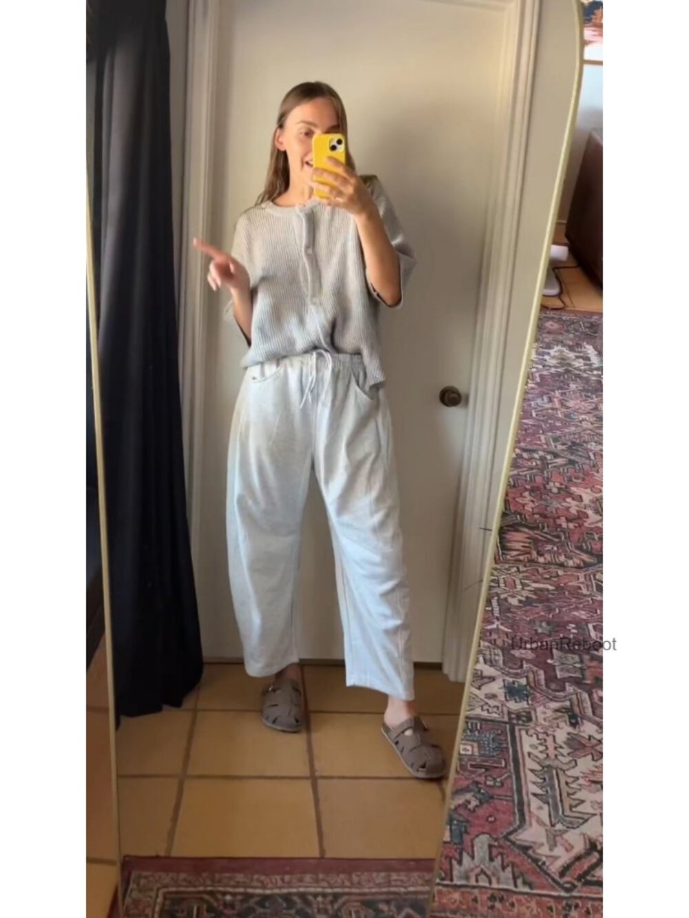 Womens Cotton Blend Barrel Sweatpants Wide Leg Loose Lounge Pants Drawstring - Picture 6 of 6